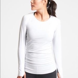 Athleta Speedlight V-Neck Long Sleeve Top White Medium New